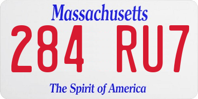 MA license plate 284RU7