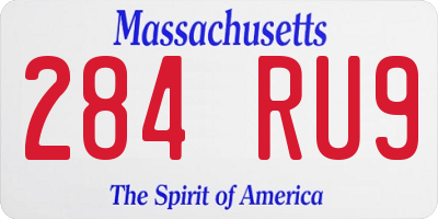 MA license plate 284RU9