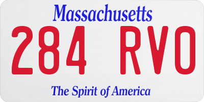 MA license plate 284RV0