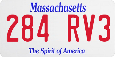 MA license plate 284RV3