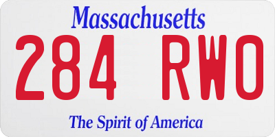 MA license plate 284RW0