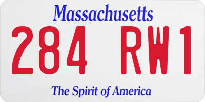 MA license plate 284RW1