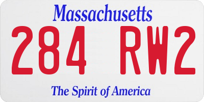 MA license plate 284RW2