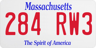 MA license plate 284RW3