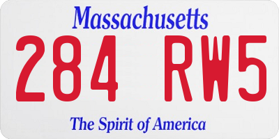 MA license plate 284RW5