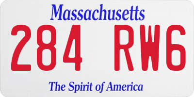 MA license plate 284RW6