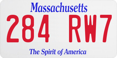 MA license plate 284RW7