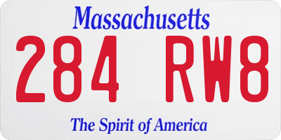 MA license plate 284RW8