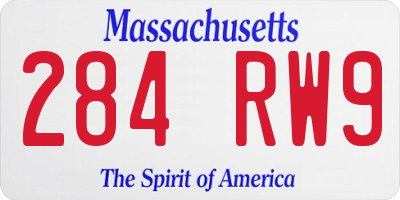 MA license plate 284RW9
