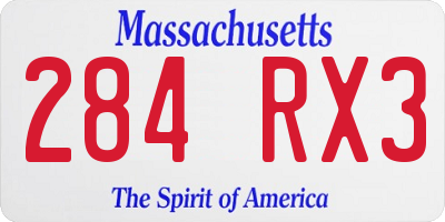 MA license plate 284RX3