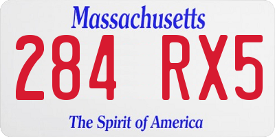 MA license plate 284RX5