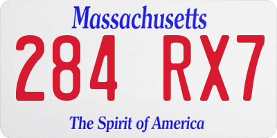 MA license plate 284RX7