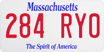 MA license plate 284RY0