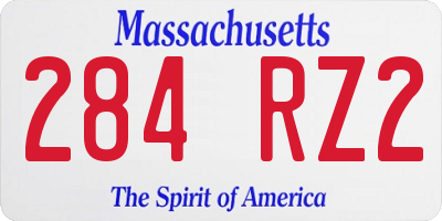MA license plate 284RZ2