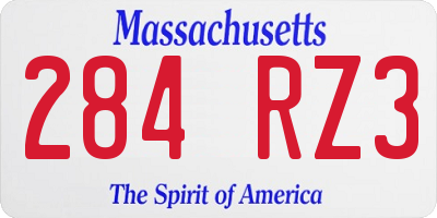 MA license plate 284RZ3