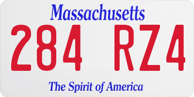 MA license plate 284RZ4