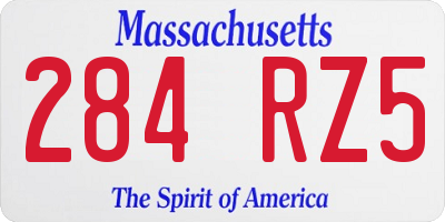 MA license plate 284RZ5