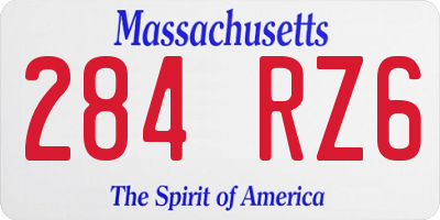 MA license plate 284RZ6
