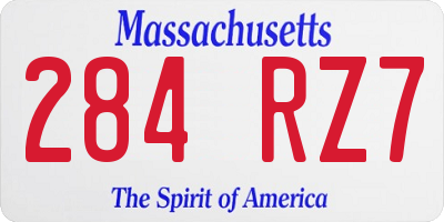 MA license plate 284RZ7