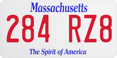MA license plate 284RZ8