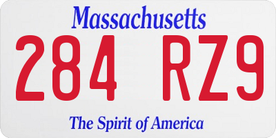 MA license plate 284RZ9