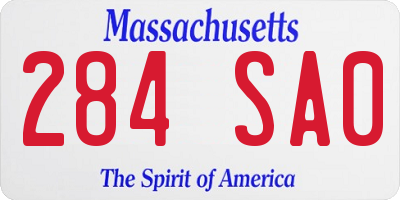 MA license plate 284SA0