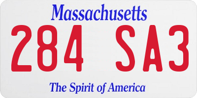 MA license plate 284SA3