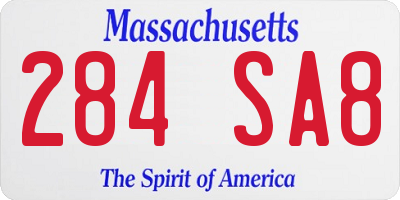 MA license plate 284SA8