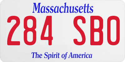 MA license plate 284SB0