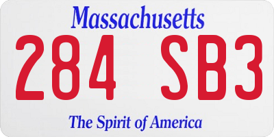 MA license plate 284SB3