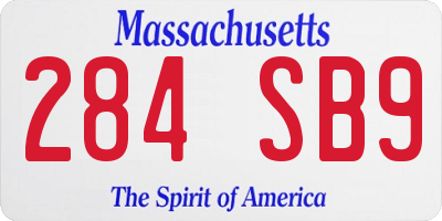 MA license plate 284SB9