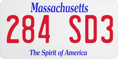 MA license plate 284SD3