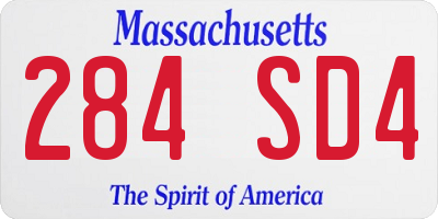 MA license plate 284SD4