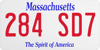 MA license plate 284SD7