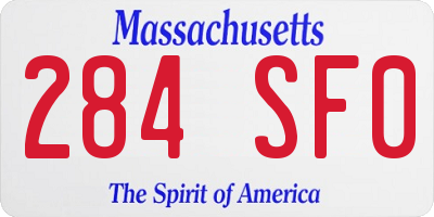 MA license plate 284SF0