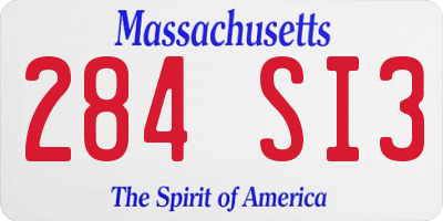 MA license plate 284SI3
