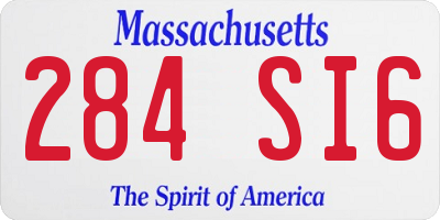 MA license plate 284SI6