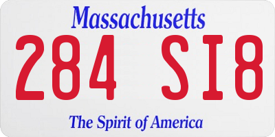 MA license plate 284SI8