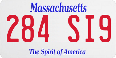 MA license plate 284SI9
