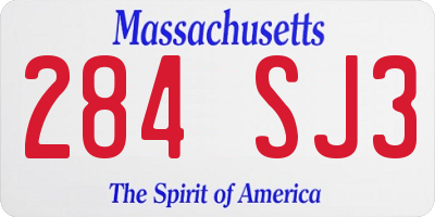 MA license plate 284SJ3