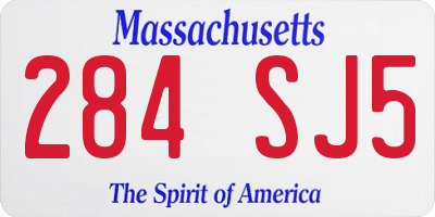 MA license plate 284SJ5