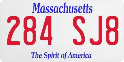 MA license plate 284SJ8