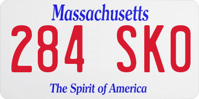 MA license plate 284SK0