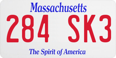 MA license plate 284SK3