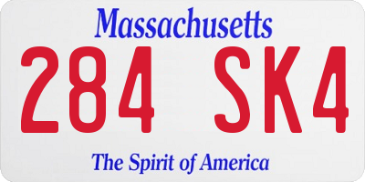MA license plate 284SK4