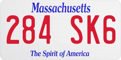 MA license plate 284SK6