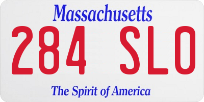 MA license plate 284SL0