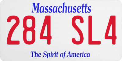 MA license plate 284SL4