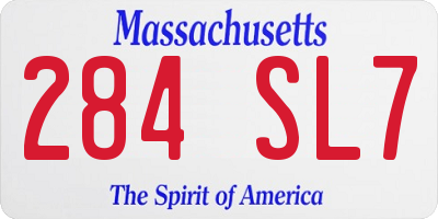 MA license plate 284SL7