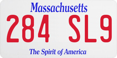 MA license plate 284SL9